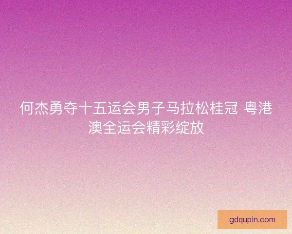 何杰勇夺十五运会男子马拉松桂冠 粤港澳全运会精彩绽放