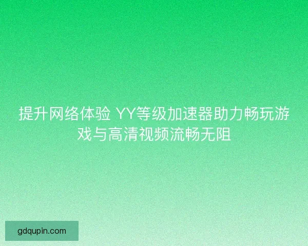 提升网络体验 YY等级加速器助力畅玩游戏与高清视频流畅无阻